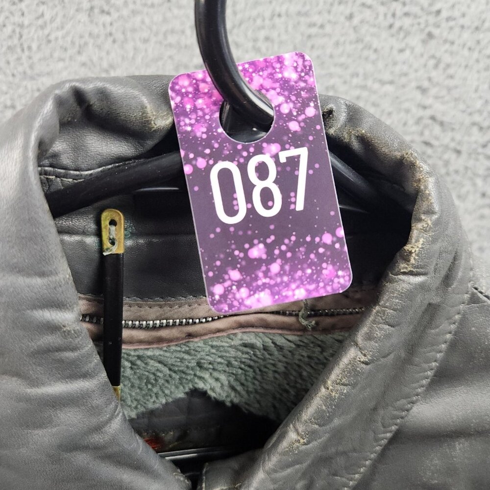 Vintage Leather Bomber Jacket 40L Flight Moto Gray/Green Biker Removeable Liner - Picture 13 of 13